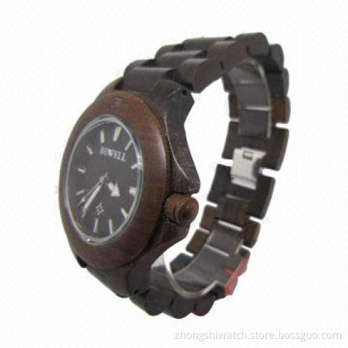 Ladies' Stylish Jewelry Wristwatch with Wooden and Beads Bracelet and Japan Quartz Movement